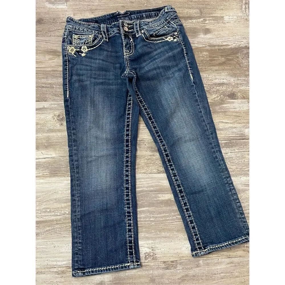 Vigoss New York Capri Jeans Rhinestone Embellished Women’s Juniors size 1/2